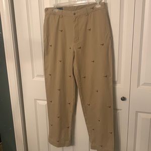 Polo Ralph Lauren Men's 34x32 Embroidered Pheasant Khaki Chino Pants Trousers